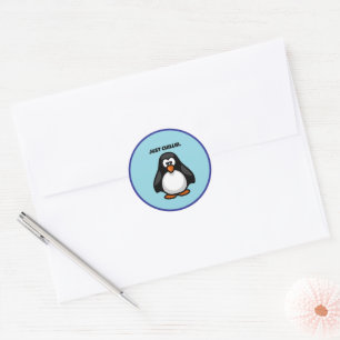 Cooler Cartoon Pinguin - Nur Chillins Arktis Vibes Runder Aufkleber