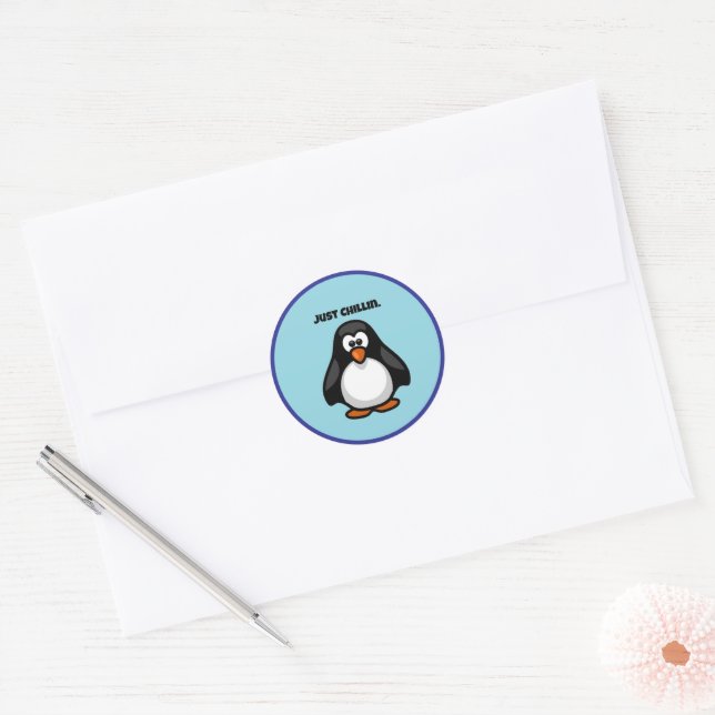 Cooler Cartoon Pinguin - Nur Chillins Arktis Vibes Runder Aufkleber (Umschlag)
