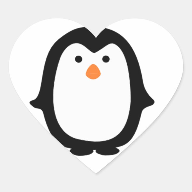 Cooler Cartoon Pinguin Sticker. Herz-Aufkleber (Vorderseite)