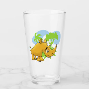 Cooler Cartoon Rhino Glas
