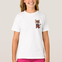 Cooler Cartoon Rockstar Fuchs spielt rote E-Gitarr