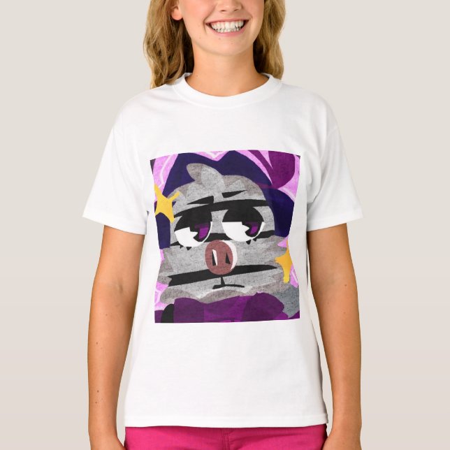 Cooler Cartoon Schweinecharakter Art T-Shirt (Vorderseite)