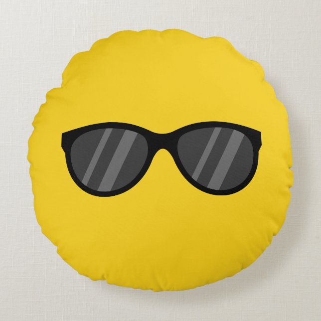 Cooler Cartoon Sonnenbrille Rundes Kissen (Vorderseite)