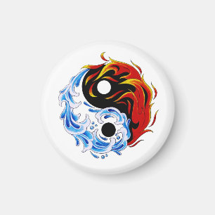 Cooler Cartoon Tattoo Symbol Wasserfeuer Yang Magnet