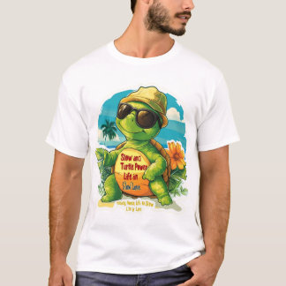 Cooler Cartoon Turtle T - Shirt Design - "Langsam 