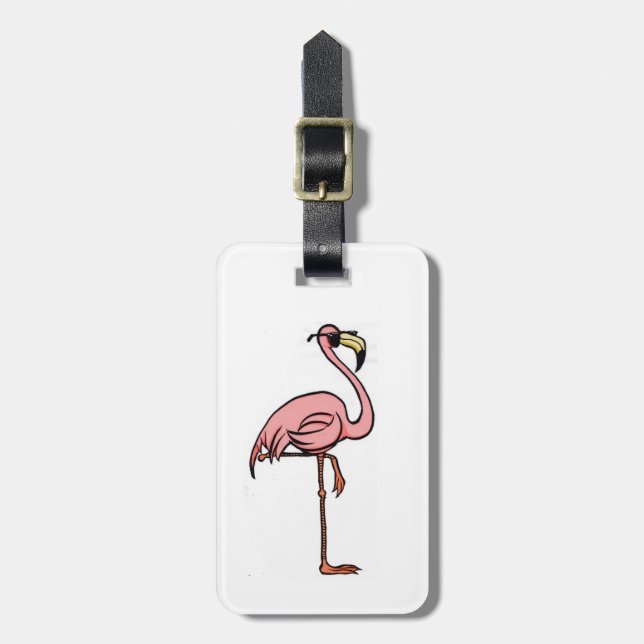 Cooler Cartoonflamingo-Gepäckumbau Gepäckanhänger (Vorderseite vertikal)