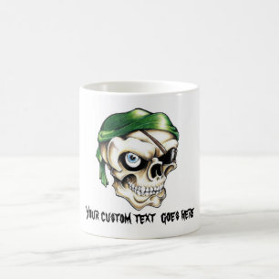 Cooler Cartoontätowierungssymbolpiraten-Schädel Kaffeetasse