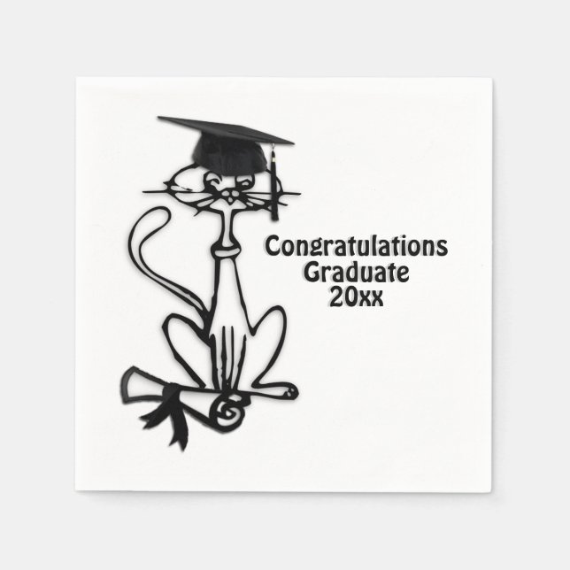Cooler Cat Glückwunsch Graduate Serviette (Vorderseite)