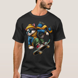 Cooler Cat Skater Typ zu Cat Street Skateboarding T-Shirt