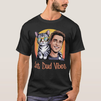 Cooler Cat Vater Vibes Retro Style Funny Kitte T-Shirt