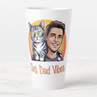 Cooler Cat Vater Vibes T - Shirt Retro Style Funny Milchtasse