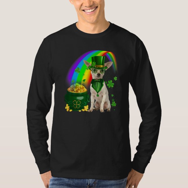 Cooler Chihuahua Dog Leprechauns Kleeblatt Clover  T-Shirt (Vorderseite)