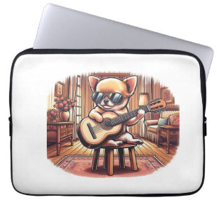 Cooler Chihuahua spielt klassische Gitarre Laptopschutzhülle