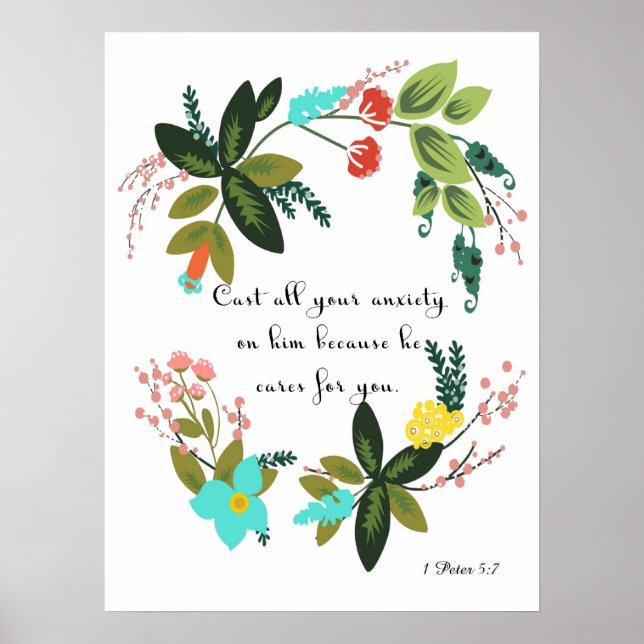 Cooler Christlicher Art - 1 Peter 5:7 Poster (Vorne)