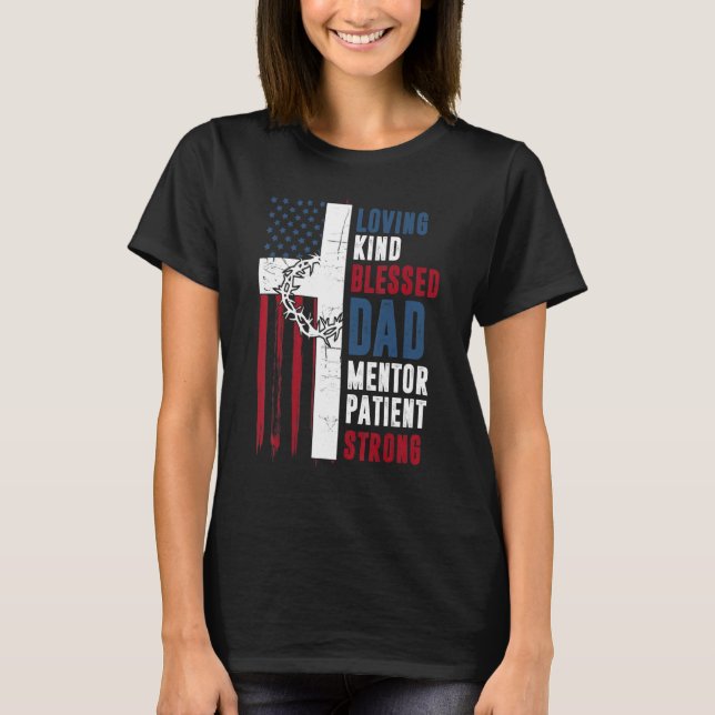 Cooler Christlicher gesegneter Vater Cross America T-Shirt (Vorderseite)