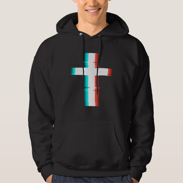 Cooler Christlicher, moderner Glitch-Effekt Hoodie (Vorderseite)