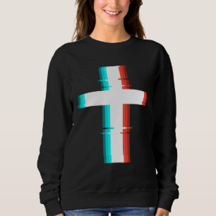Cooler Christlicher, moderner Glitch-Effekt Sweatshirt
