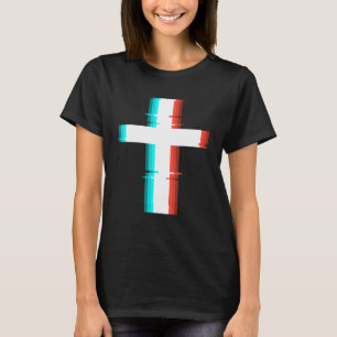 Cooler Christlicher, moderner Glitch-Effekt T-Shirt