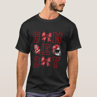 Cooler Coquette Bow Game Day American Football Pla T-Shirt