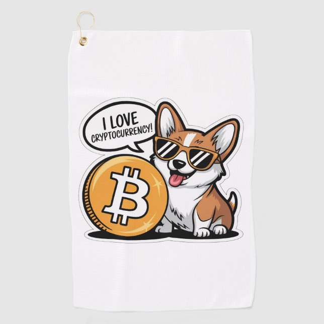 Cooler Corgi liebt Kryptowährung Golfhandtuch (Vorderseite)