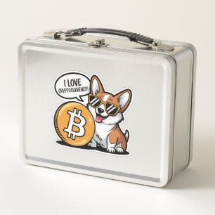 Cooler Corgi liebt Kryptowährung Metall Brotdose