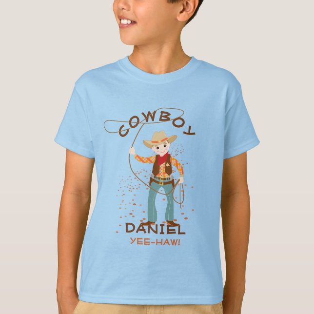 Cooler Cowboy mit Glass-Kindergeburtstag-Party T-Shirt (Vorderseite)