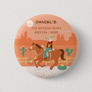 Cooler Cowboy und Pferd Geburtstagsparty Button