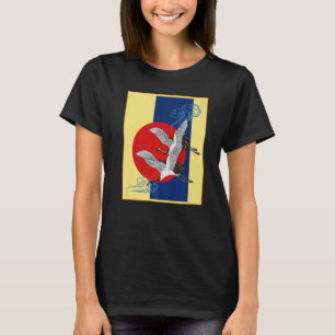 Cooler Crane Bird Artwork Dance of Cranes Japanisc T-Shirt
