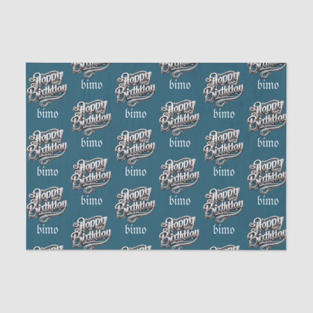 cooler cyan glücklicher Geburtstag elegant und lux Seidenpapier (Vorderseite)