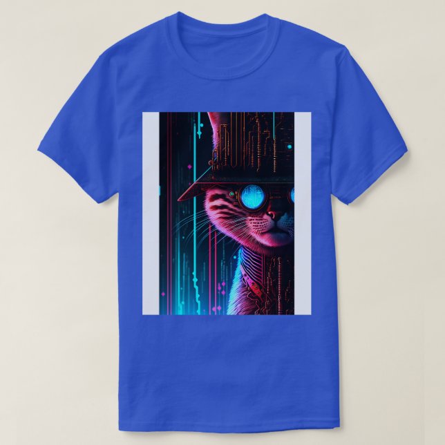 Cooler Cyberpunk-Steampunk-Katzendetektor T-Shirt (Design vorne)
