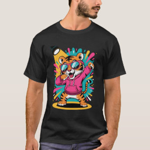 Cooler Dabbing-Tiger mit Sonnenbrille Tanzender Ti T-Shirt