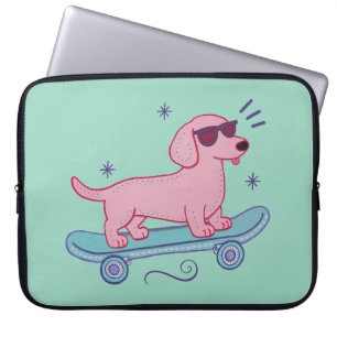 Cooler Dachshund auf Skateboard Lustige Hunde Ku Laptopschutzhülle