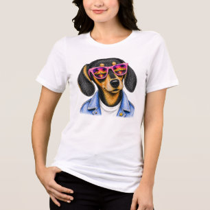 Cooler Dachshund Sommer Sonnenuntergang Hund Desig Tri-Blend Shirt