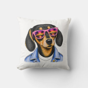 Cooler Dachshund Sommer Sonnenuntergang Hundedesig Kissen