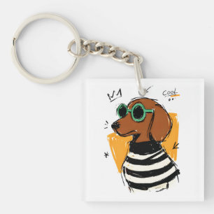 Cooler Dackel-Hund mit Sonnenbrille Schlüsselanhänger