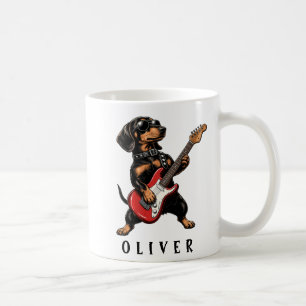 Cooler Dackel Rockt auf E-Gitarre Kaffeetasse
