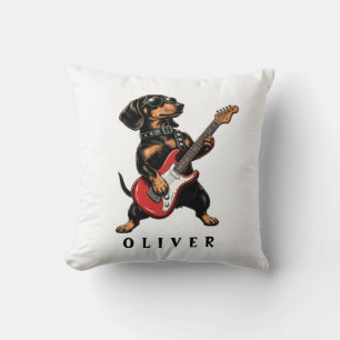 Cooler Dackel Rockt auf E-Gitarre Kissen