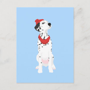 Cooler Dalmatiner mit Red Winter Hat und Shawl Postkarte
