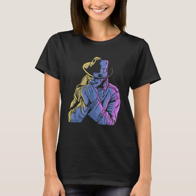 Cooler Detektiv mit dem Schnurrbart mysteriöse Spy T-Shirt (Vorderseite)