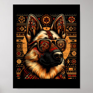 Cooler deutscher Schäferhund Dog Ethnic Art Style  Poster