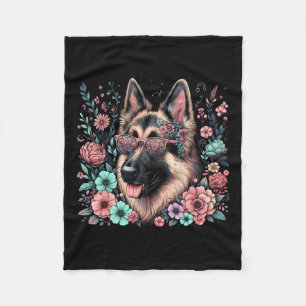 Cooler deutscher Schäferhund Dog Floral Art Christ Fleecedecke