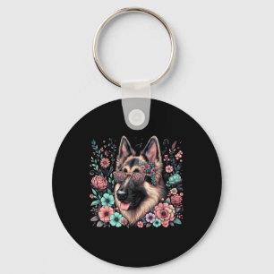 Cooler deutscher Schäferhund Dog Floral Art Christ Schlüsselanhänger