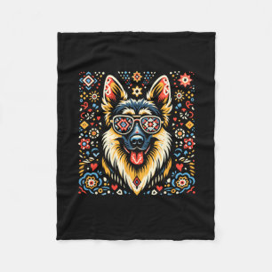 Cooler deutscher Schäferhund Dog Folk Art Weihnach Fleecedecke