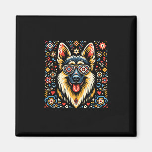 Cooler deutscher Schäferhund Dog Folk Art Weihnach Magnet
