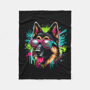 Cooler deutscher Schäferhund Dog Graffiti Art Styl Fleecedecke