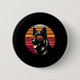 Cooler deutscher Schäferhund Dog Retro Sunset Art Button