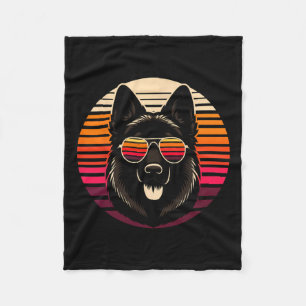 Cooler deutscher Schäferhund Dog Retro Sunset Art Fleecedecke