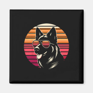 Cooler deutscher Schäferhund Dog Retro Sunset Art Magnet