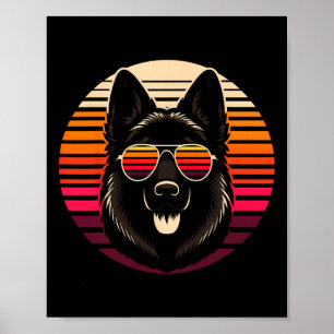 Cooler deutscher Schäferhund Dog Retro Sunset Art Poster