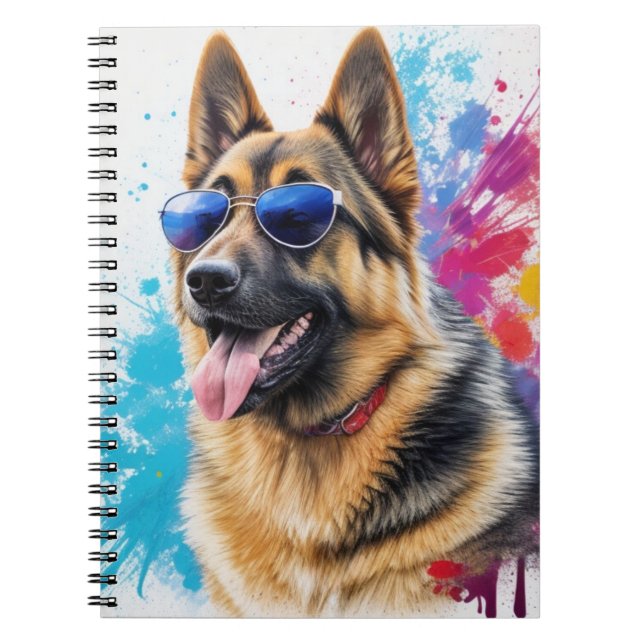 Cooler deutscher Schäferhund mit Sonnenbrille Spla Notizblock (Vorderseite)